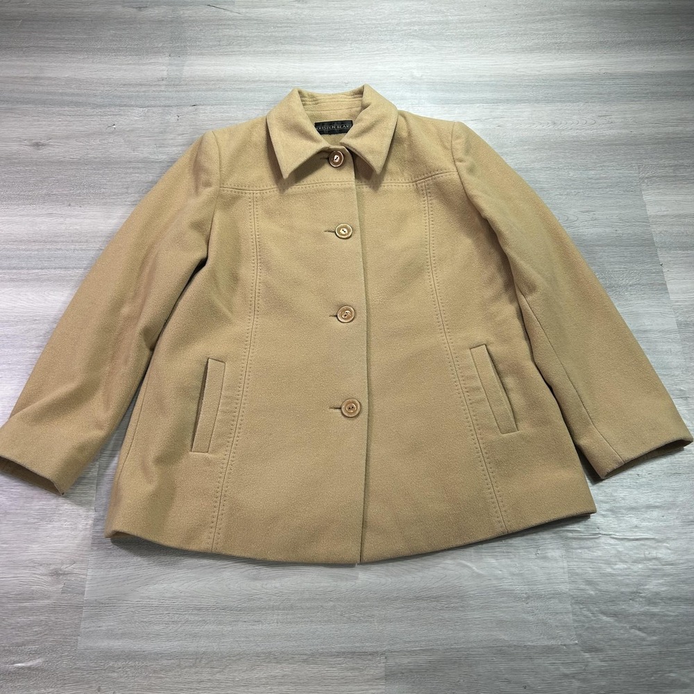 Kristen Blake Coat‎ Womens 16 Beige Wool Single Breasted Lined Camel Jacket